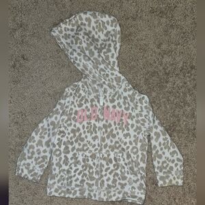 Old Navy Cream and Brown Leopard Print Hooded Zip Sweatshirt